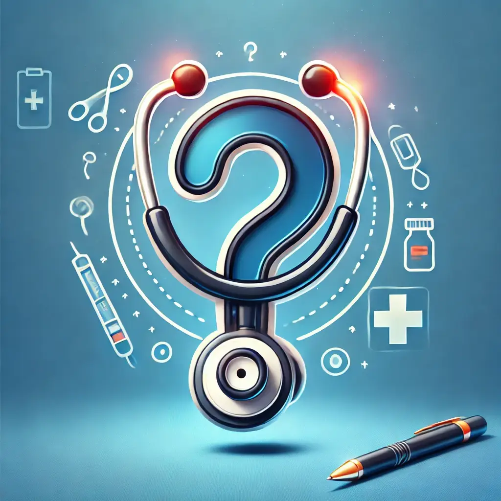 DALL·E 2024-07-26 22.20.55 - A logo for a medical website named Med AI. The logo should feature a stethoscope forming the shape of a question mark. The design should be clean, cre DALL·E 2024 07 26 22.20.55 A Logo For A Medical Website Named Med AI. The Logo Should Feature A Stethoscope Forming The Shape Of A Question Mark. The Design Should Be Clean Cre